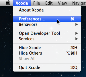 Xcode Preferenceメニュー