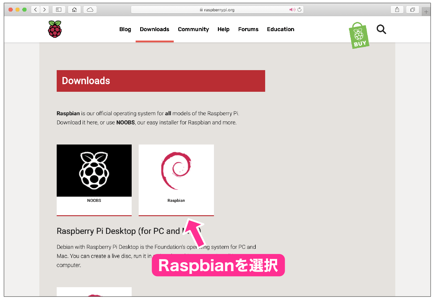 Raspbianダウンロードページ