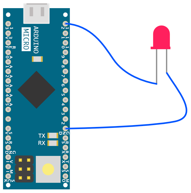 Arduino MicroとLEDの接続